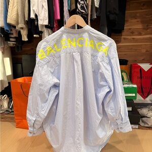 Balenciaga Light Blue logo Shirt with tie